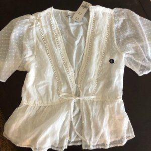 Abercrombie Short Sleeve White front tie blouse